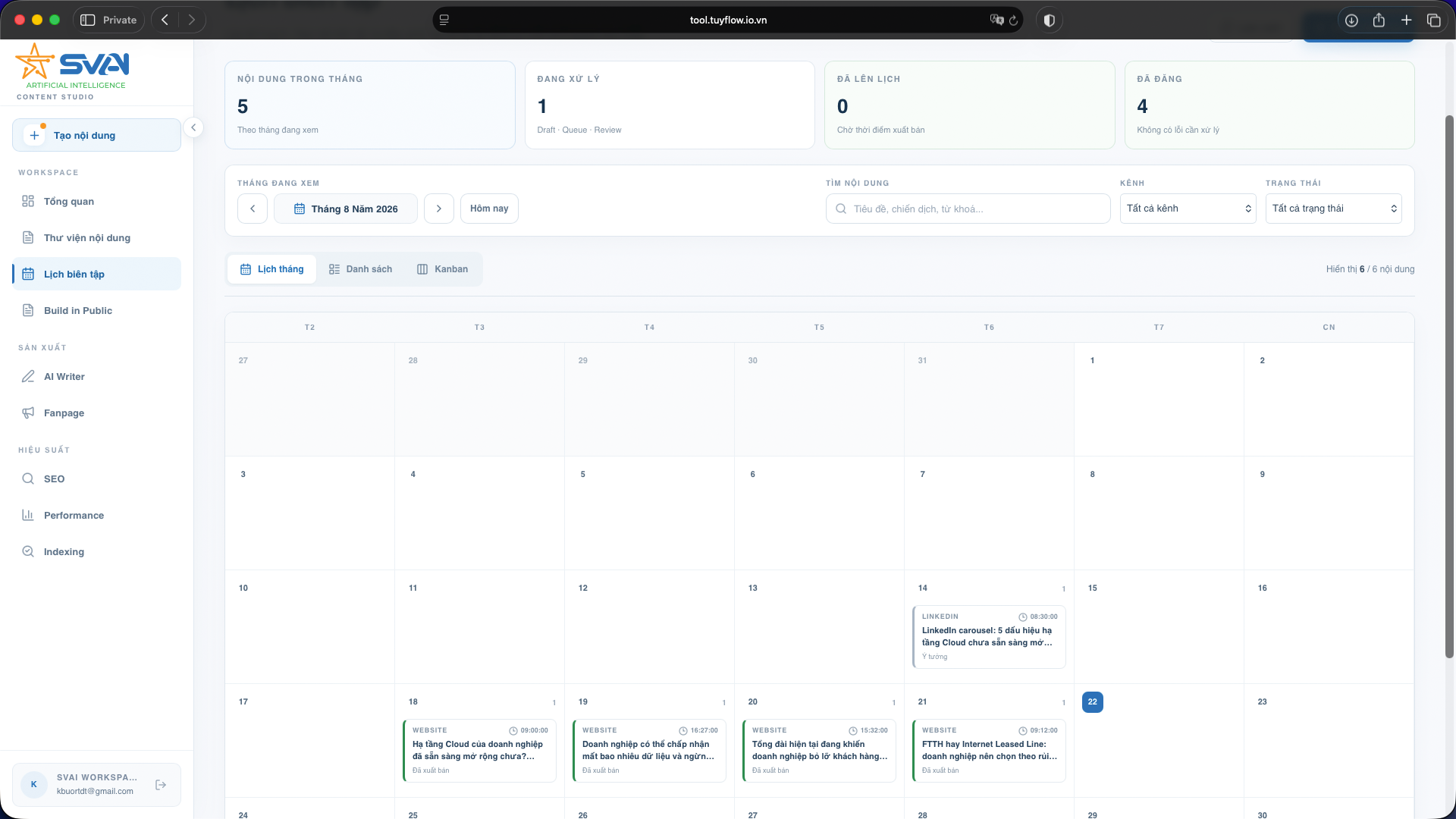 AI Content Tool - Editorial Planning & Calendar Management